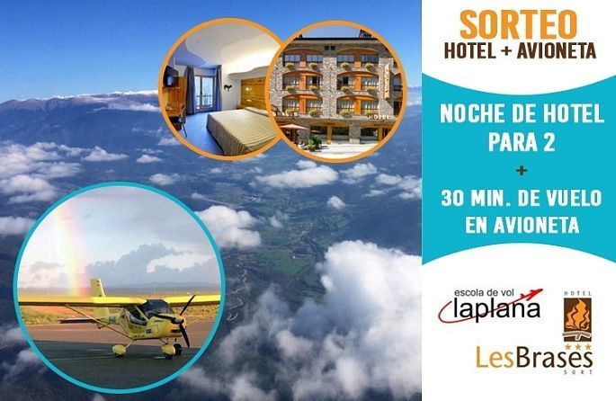 un panneau indiquant un hôtel + un avion pour 2